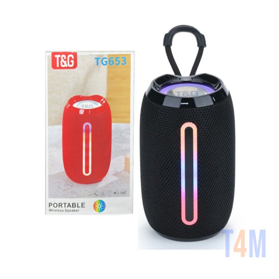 COLUNA DE SOM SEM FIO T&G TG-653 FM/AUX/USB PRETO